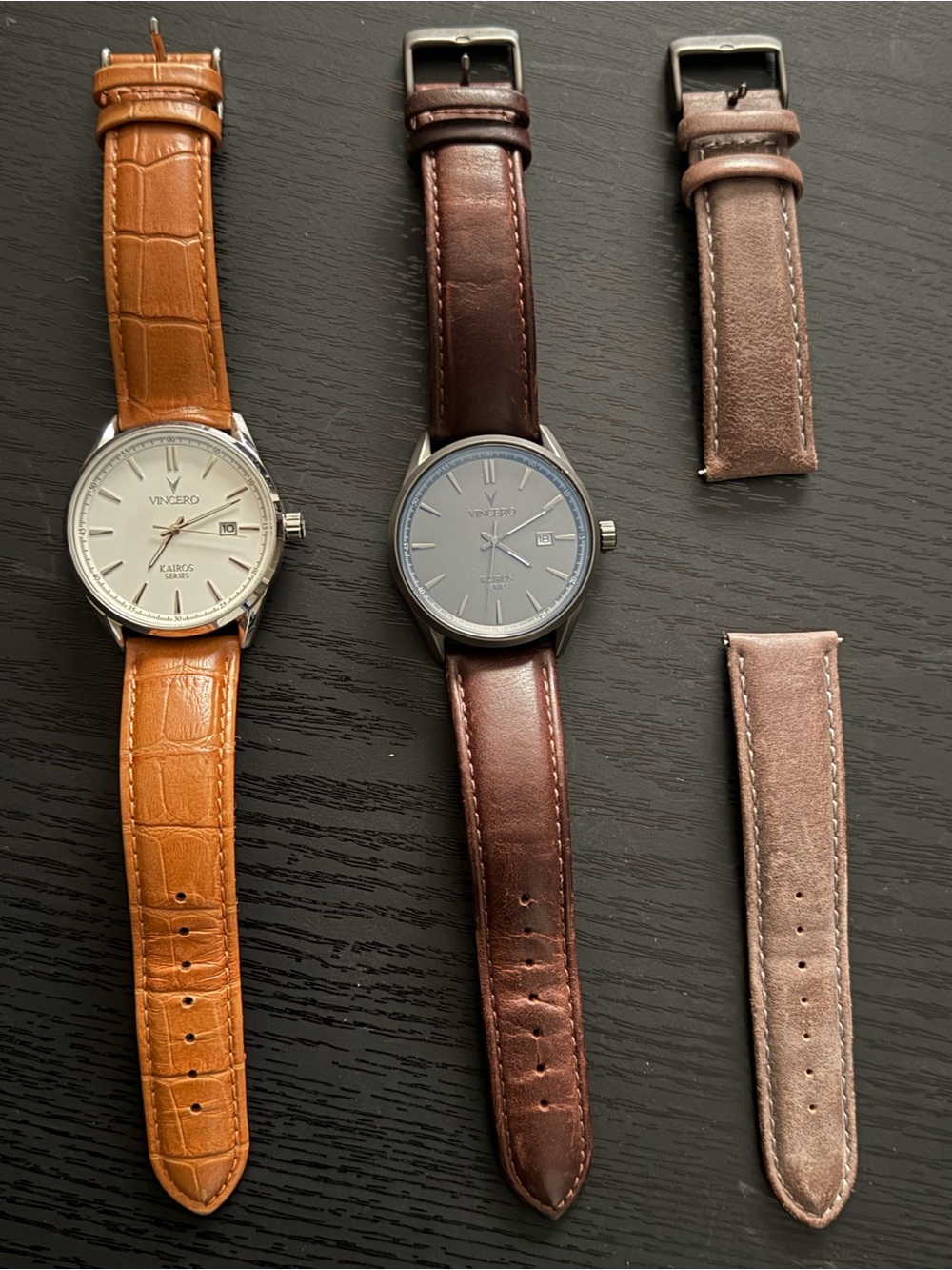 (2) Vincero Kairo men’s watches with 3 interchangeable straps